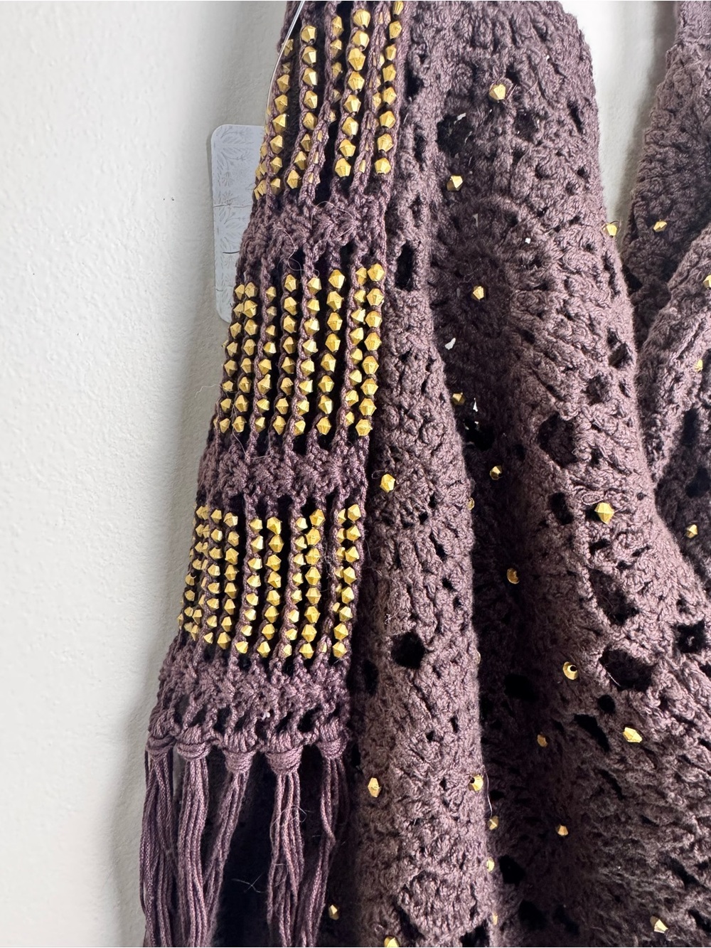 Free People Sunrise To Sunset Crochet Tote Bag Brown Fringe - Picture 9 of 17